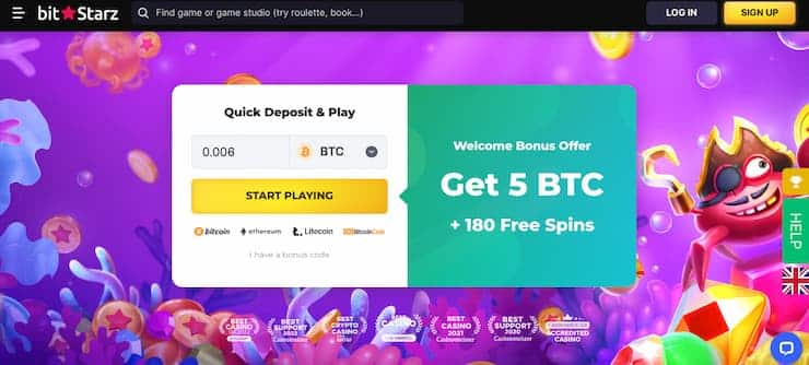 BitStarz review on the interface
