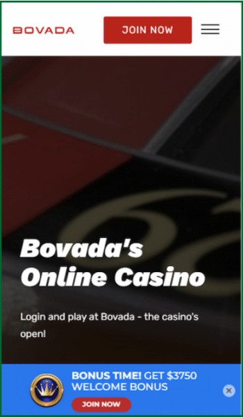Bovada mobile casino homepage - Techopedia