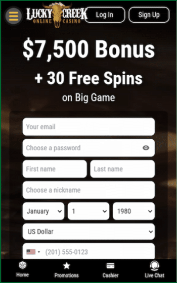 Lucky Creek Mobile landing page - Techopedia