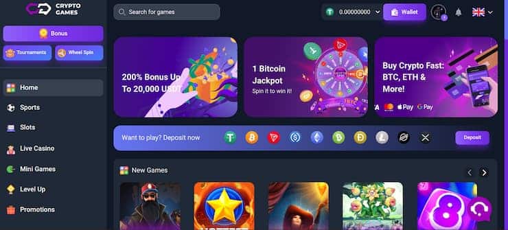 Crypto-Games.io review - Desktop version