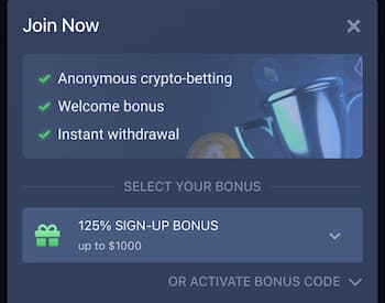 Select your Sportbet.one bonus