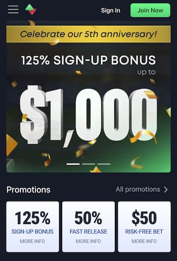 Visit Sportbet.one and choose Join Now