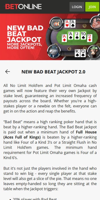 BetOnline Poker Bad Beat