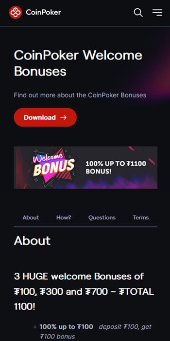 CoinPoker Welcome Bonus
