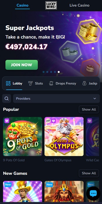 LuckyWins, one of the best new online casinos in Ireland
