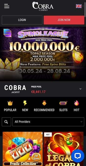 Cobra casino for online slots in Ireland
