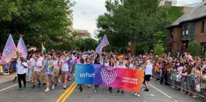 Intuit employees celebrating Pride.