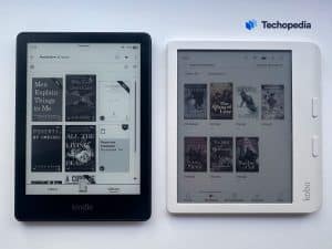 Caption: Kindle Paperwhite 5 vs. Kobo Libra Сolour: brightness 0, warmth/natural light 0