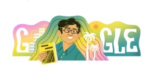 Pride-related Google Doodle by Lydia Nichols, celebrating Chicana lesbian activist, feminist, and author Jeanne Córdova, a pioneering leader of the LGBTQ+ rights movement.