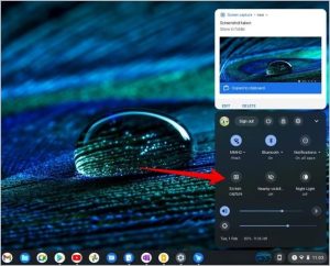 Screenshot on a Chromebook from Quick Settings