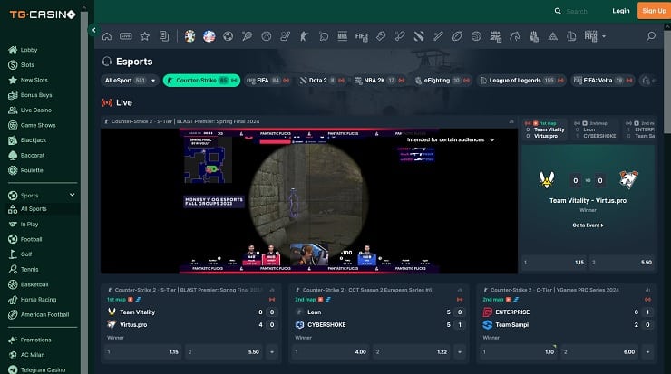 TG.Casino Bitcoin Esports Betting