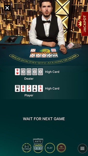 Caribbean Stud Poker Live Mobile