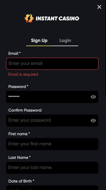 Open the Sign-Up Form