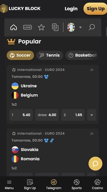 lucky block sports betting ZA