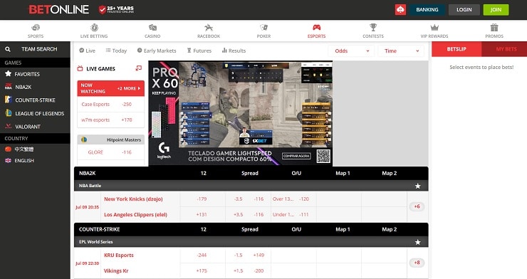 BetOnline Esports Betting Site