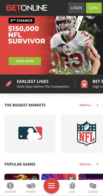BetOnline best US sports betting app