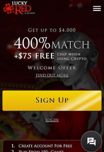 Visit Lucky Red and Choose the Sign Up Button