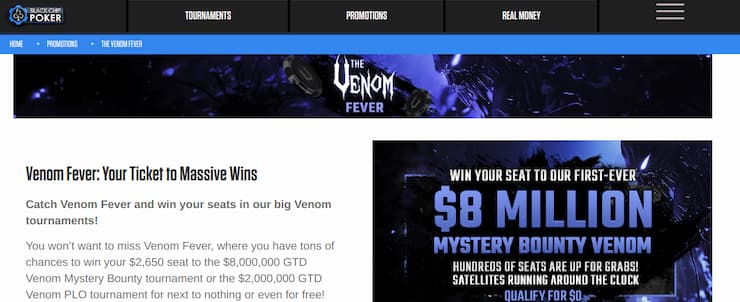 Black Chip Poker review - Venom tournament series