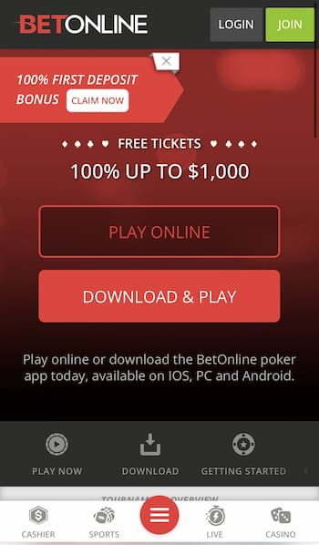 Softest Poker Site BetOnline Homepage