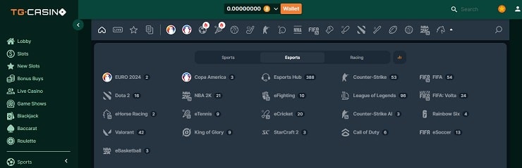 Navigate to the Esports Section