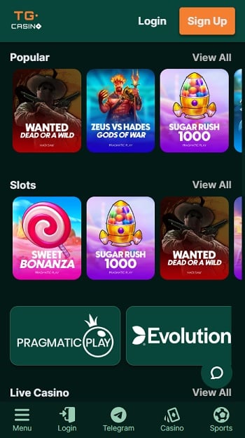 TG.Casino Provably Fair Bitcoin Casino