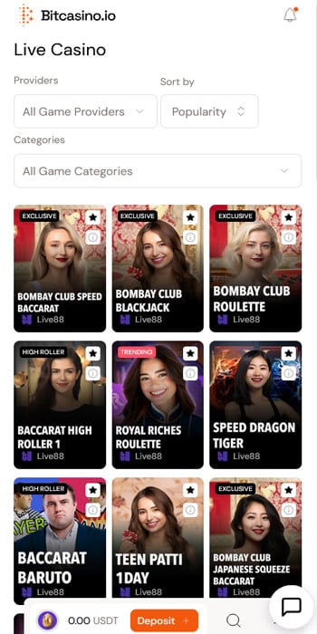 Bitcasino Live Dealer Casino