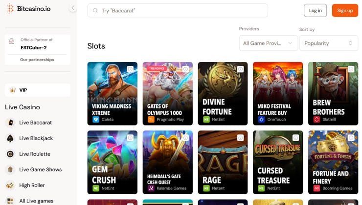 Bitcasino Slots Desktop Version