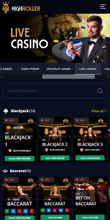 High Roller Casino Live Dealer