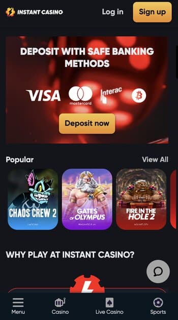 instant casino canada bonus