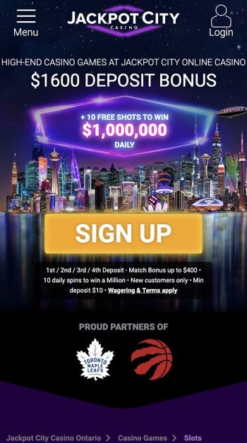 jackpotcity casino bonus canada