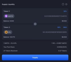 Liquidity mining on Quickswap DEX on Polygon