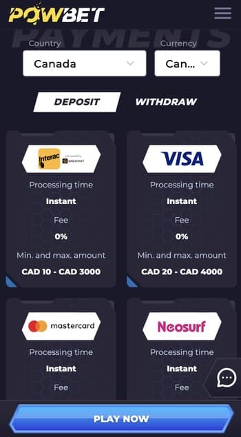 Deposit funds