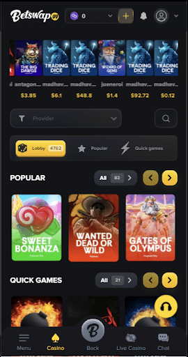 betswap mobile view
