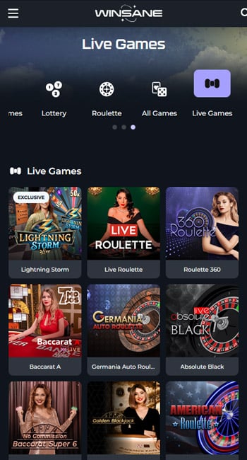 Winsane Live Dealer Games for High Rollers
