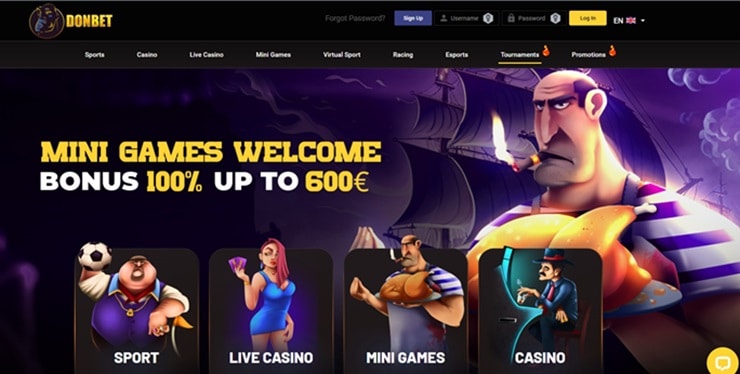 DonBet desktop site