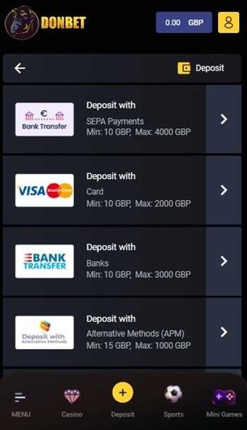 Login, Deposit, and Play