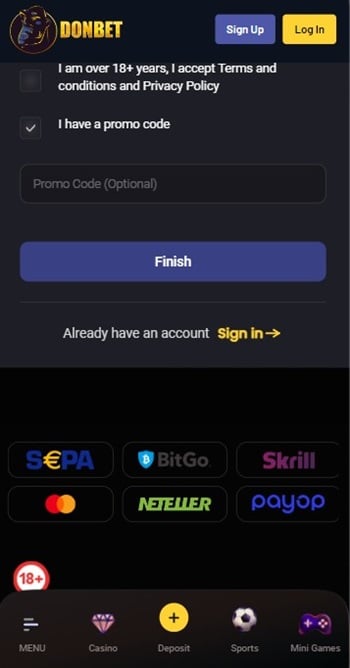 Enter Your Preferred DonBet Promo Code