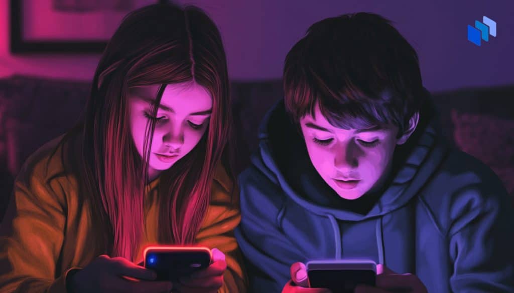 A girl and a boy on their phones