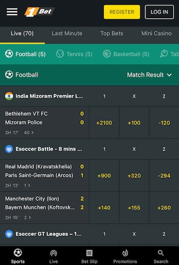 1Bet - Best Android betting app in Ireland