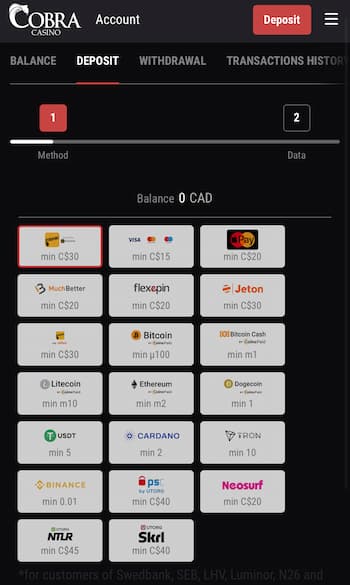 Place a Deposit