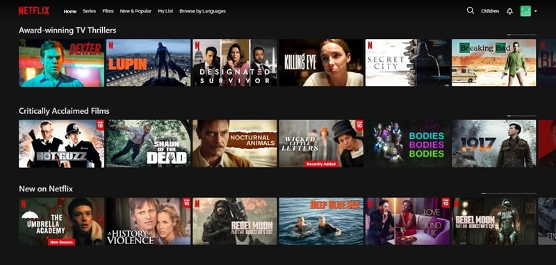 Netflix dashboard