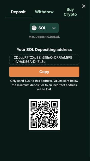 Make a Deposit with SOL