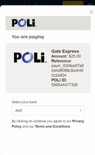 Poli pay bank payment at Jackpoty