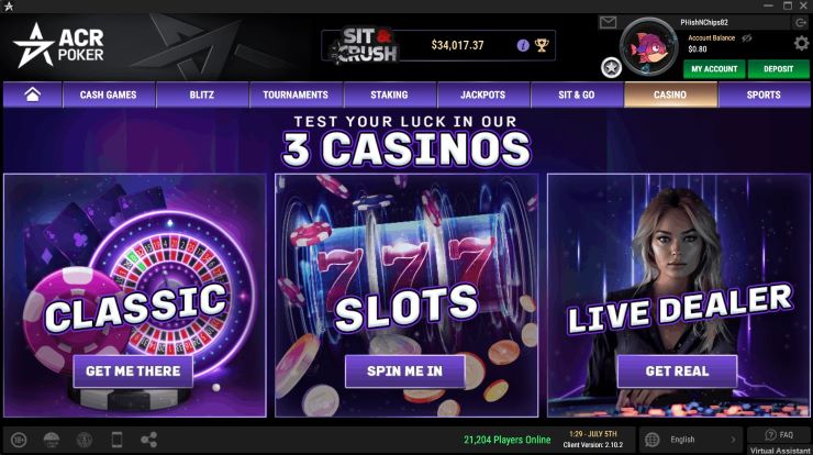 ACR Poker Review Choose from three casino options within the ACR Poker software