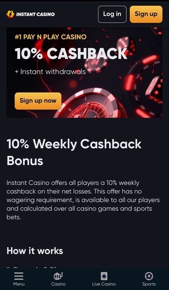 Cashback bonuses at Instant Sports Philippines
