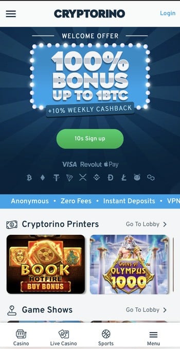 Cryptorino Crypto MetaMask Casino