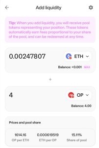 Providing liquidity on Uniswap v2