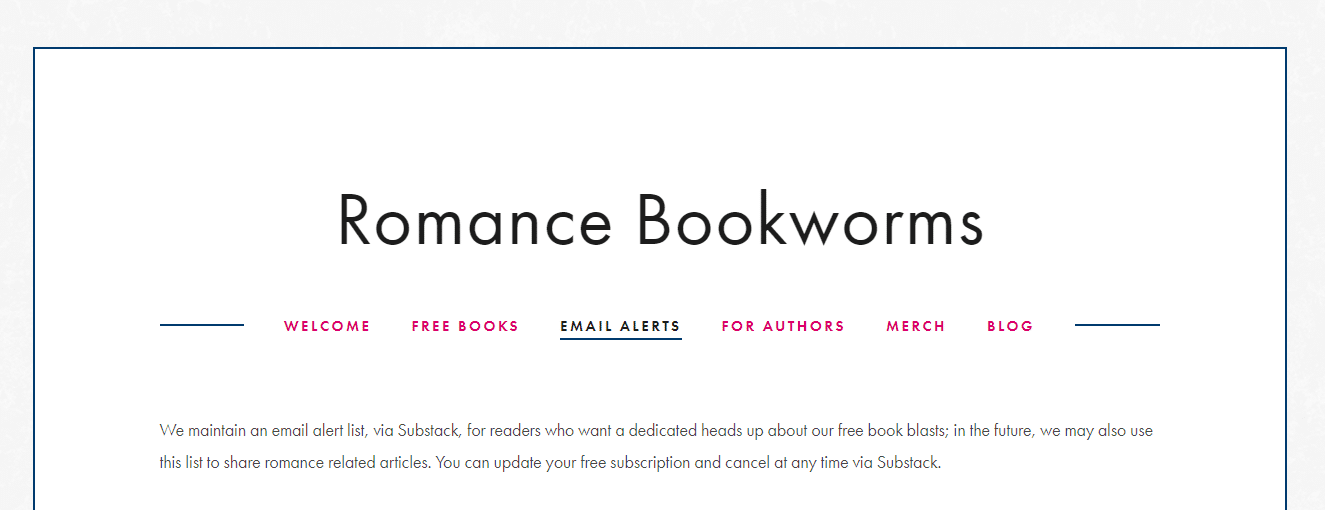 Where it all began: The Romance Bookworms site by Zoe York. (Romance Bookworms)