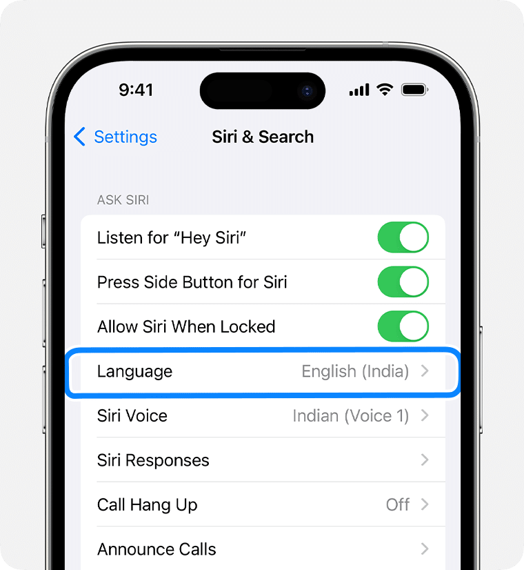Siri language support.