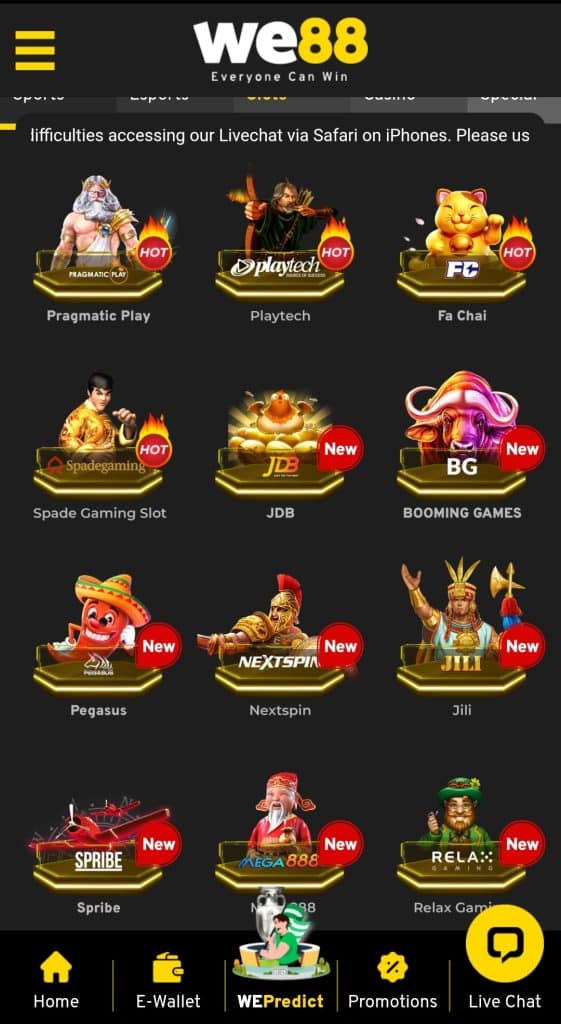 We88 Game Selection